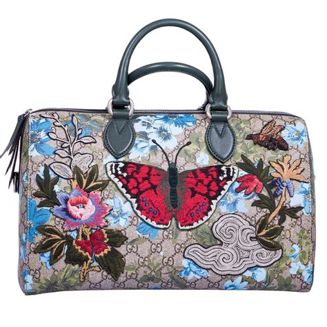 linea a small boston 9769 gucci|Gucci Linea A Butterfly Embroidered Boston Bag .